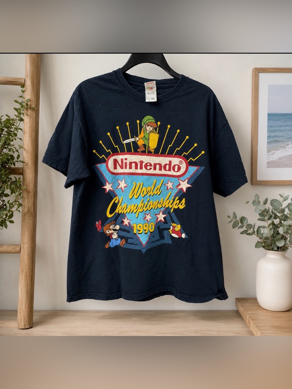 Nintendo size large vintage 1990 world championship black graphic heavy tee rare